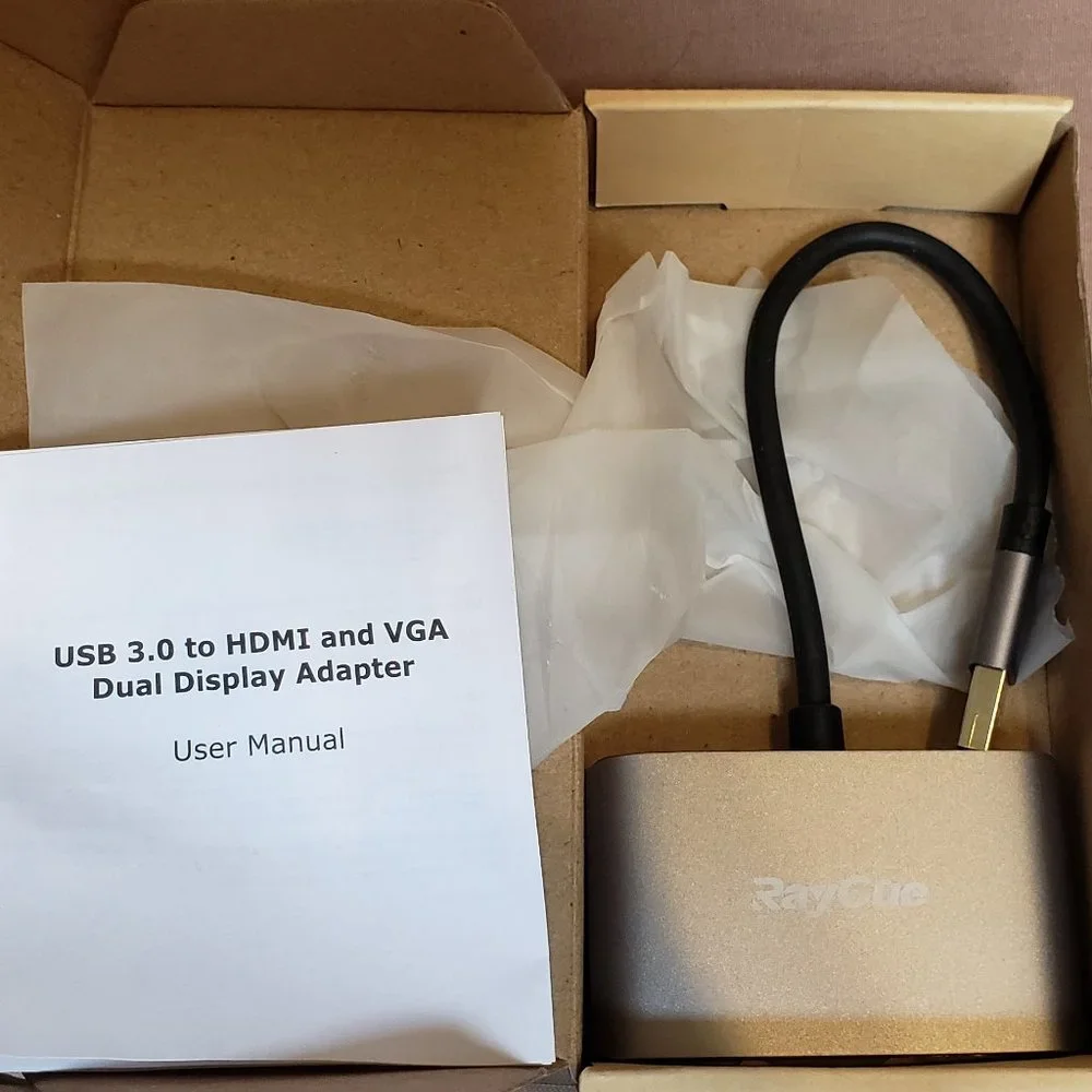 USB 3.0 to HDMI and VGA Dual Display Adapter, RAY CUE